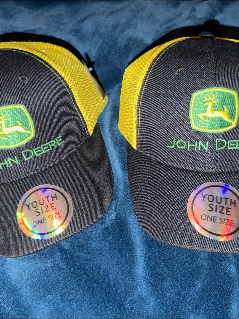 John Deere Youth Black and Yellow Mesh Trucker Hat with Logo